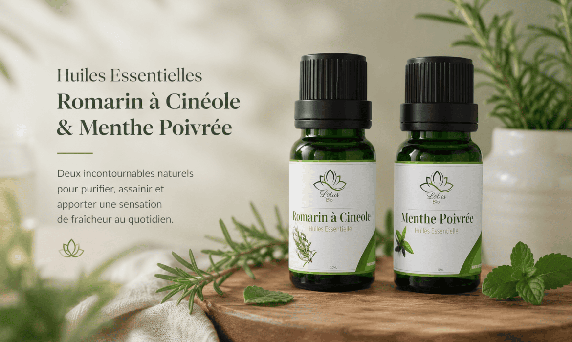 Recette cosmétiques huile essentielle romarin et menthe poivree