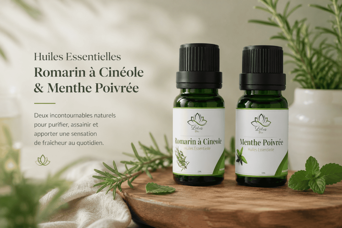 Recette cosmétiques huile essentielle romarin et menthe poivree